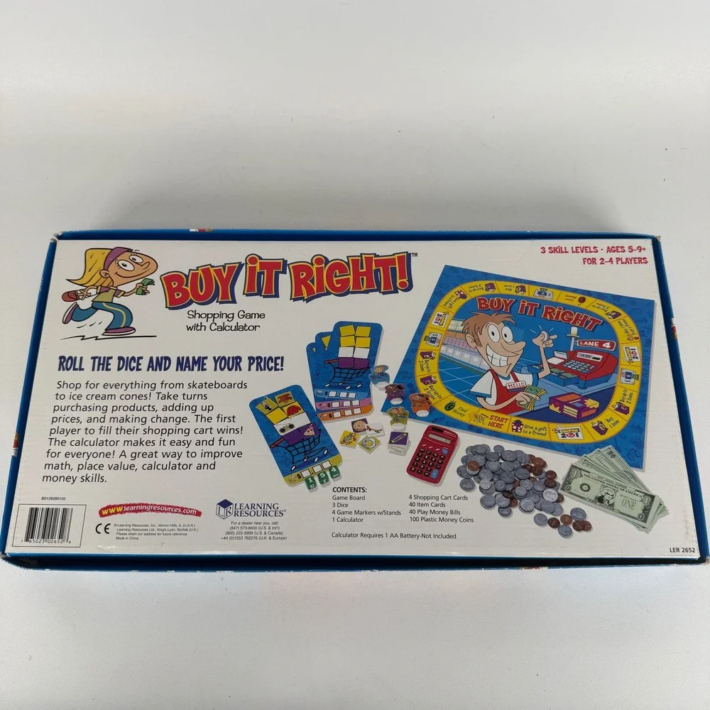 Learning Resources Buy It Right Shopping Game Calculator Math Money LER 2652